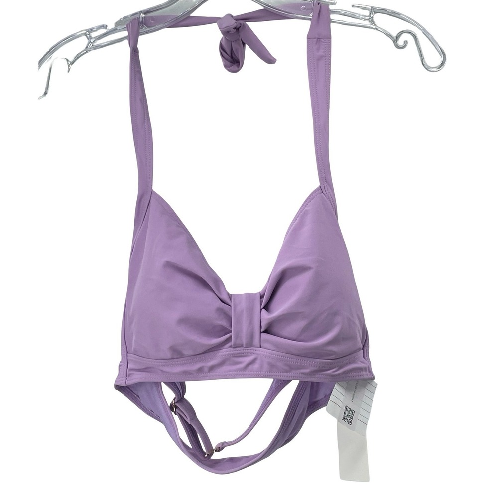 **VERIFY** Holipick Women's Bikini Top Bow Front Purple Nylon Spandex Small NWT